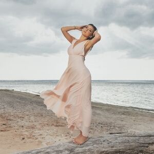 Lulu's Elegant Blush Maxi Dress